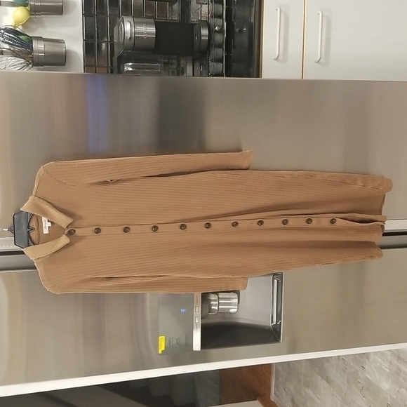💕MADEWELL💕 Long Sleeve Button-Front Midi Shirtdress ~ Kraft Brown XXS NWT - Picture 12 of 16